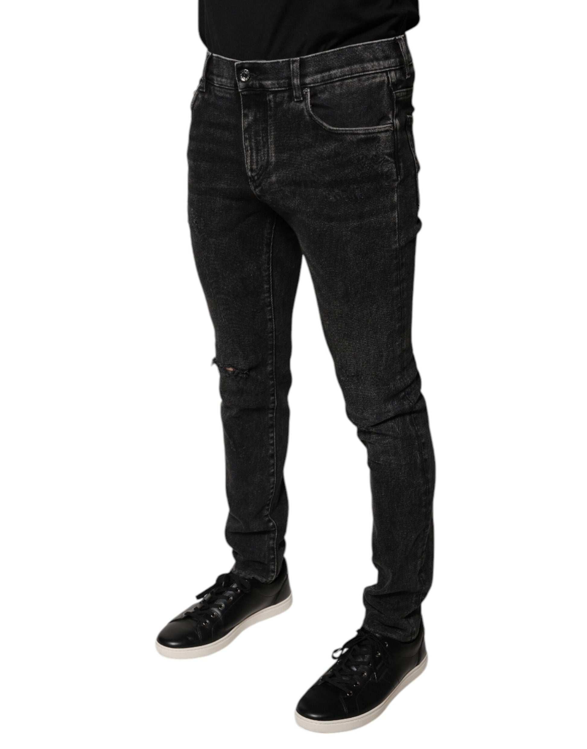 Black Cotton Stretch Skinny Men Denim Jeans