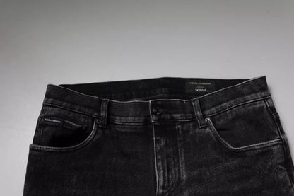 Black Cotton Stretch Skinny Men Denim Jeans