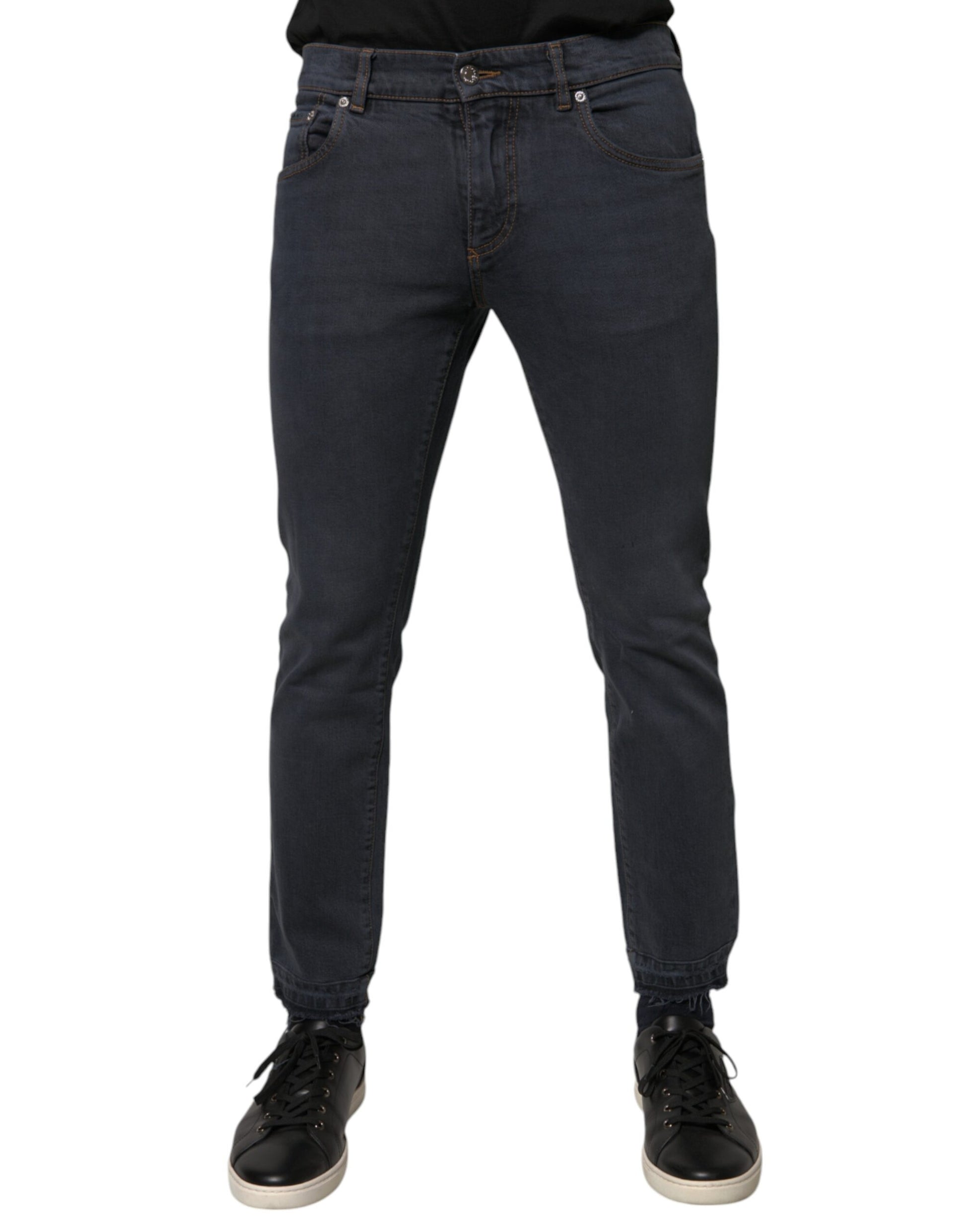 Dark Gray Cotton Skinny Denim Jeans