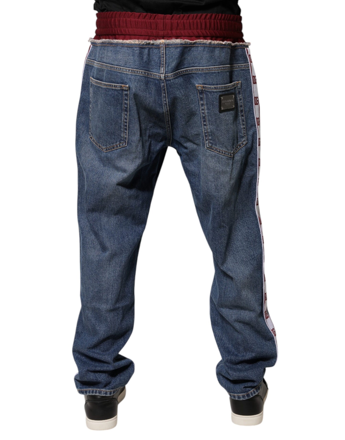 Blue Cotton Stretch Straight Denim Jeans