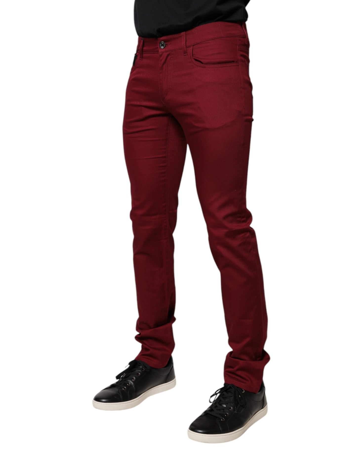 Red Cotton Stretch Skinny Denim Jeans