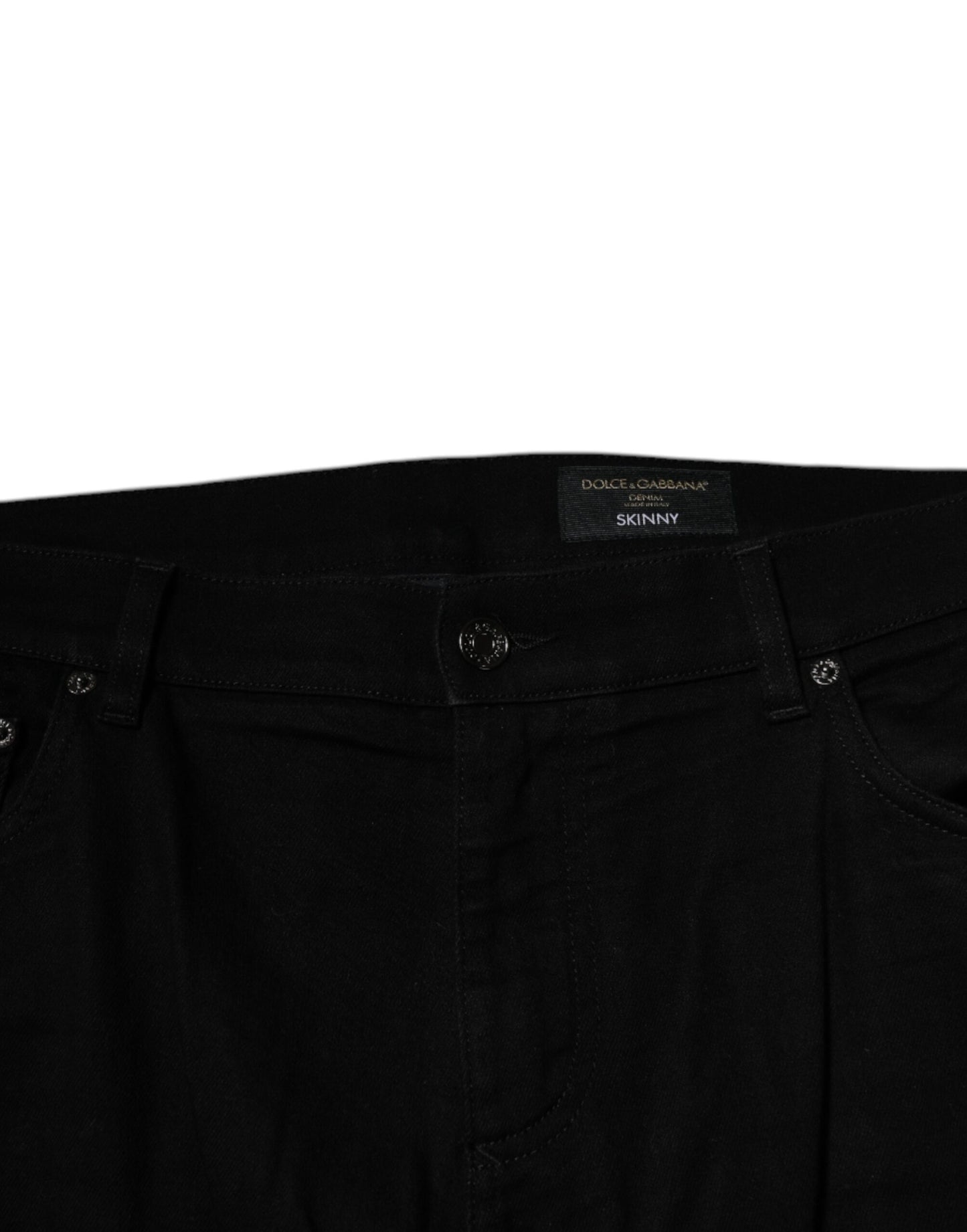 Black Cotton Stretch Logo Skinny Denim Jeans