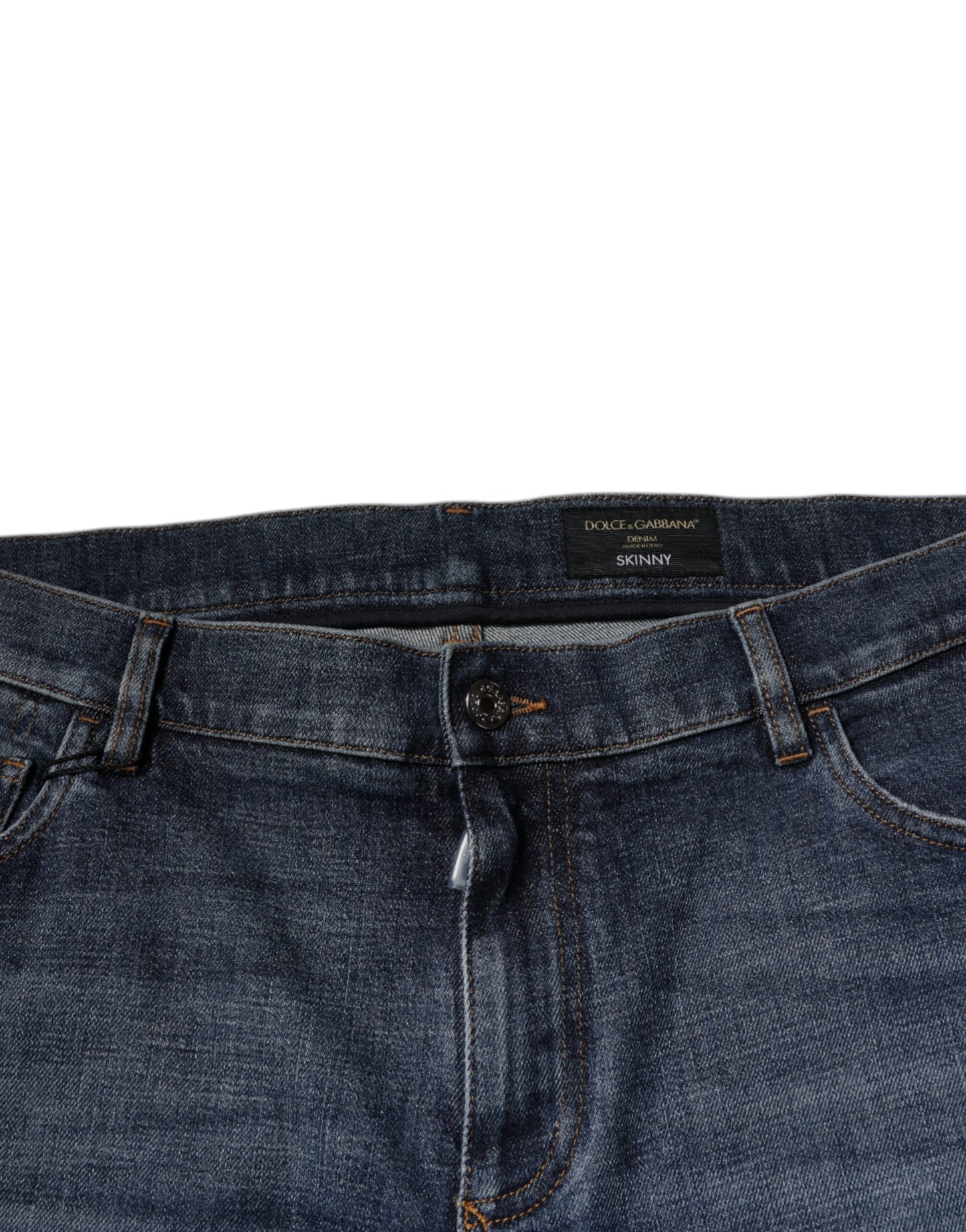 Dark Blue Cotton Logo Skinny Denim Jeans