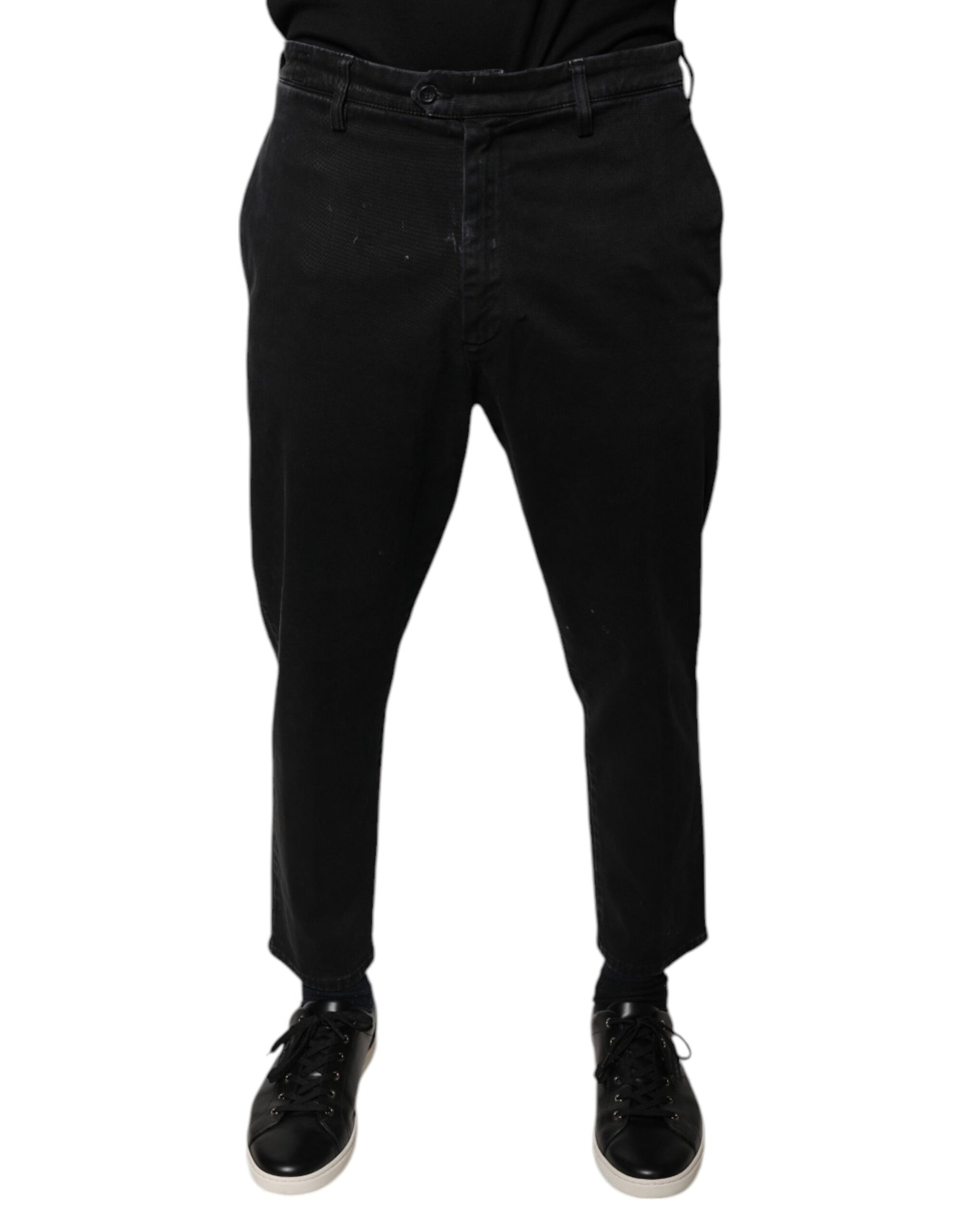 Black HOUSTON Men Cropped Denim Jeans