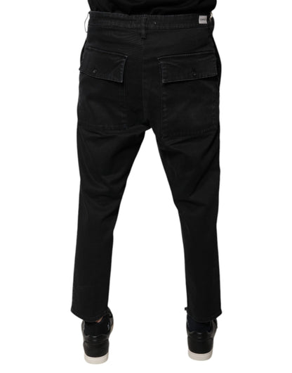 Black HOUSTON Men Cropped Denim Jeans