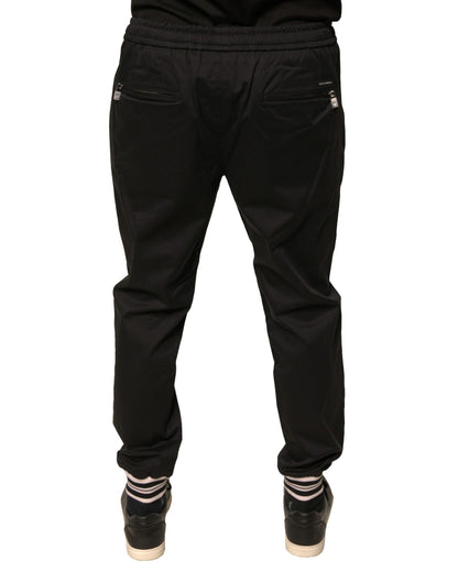 Black Cotton Stretch Jogger Sweatpants Pants