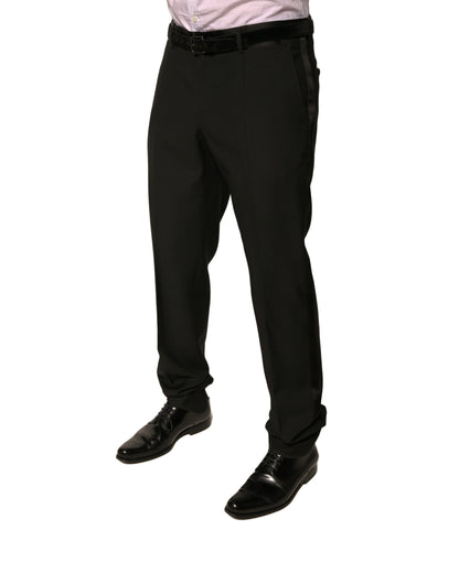 Black Wool Tapered Formal Dress Pants