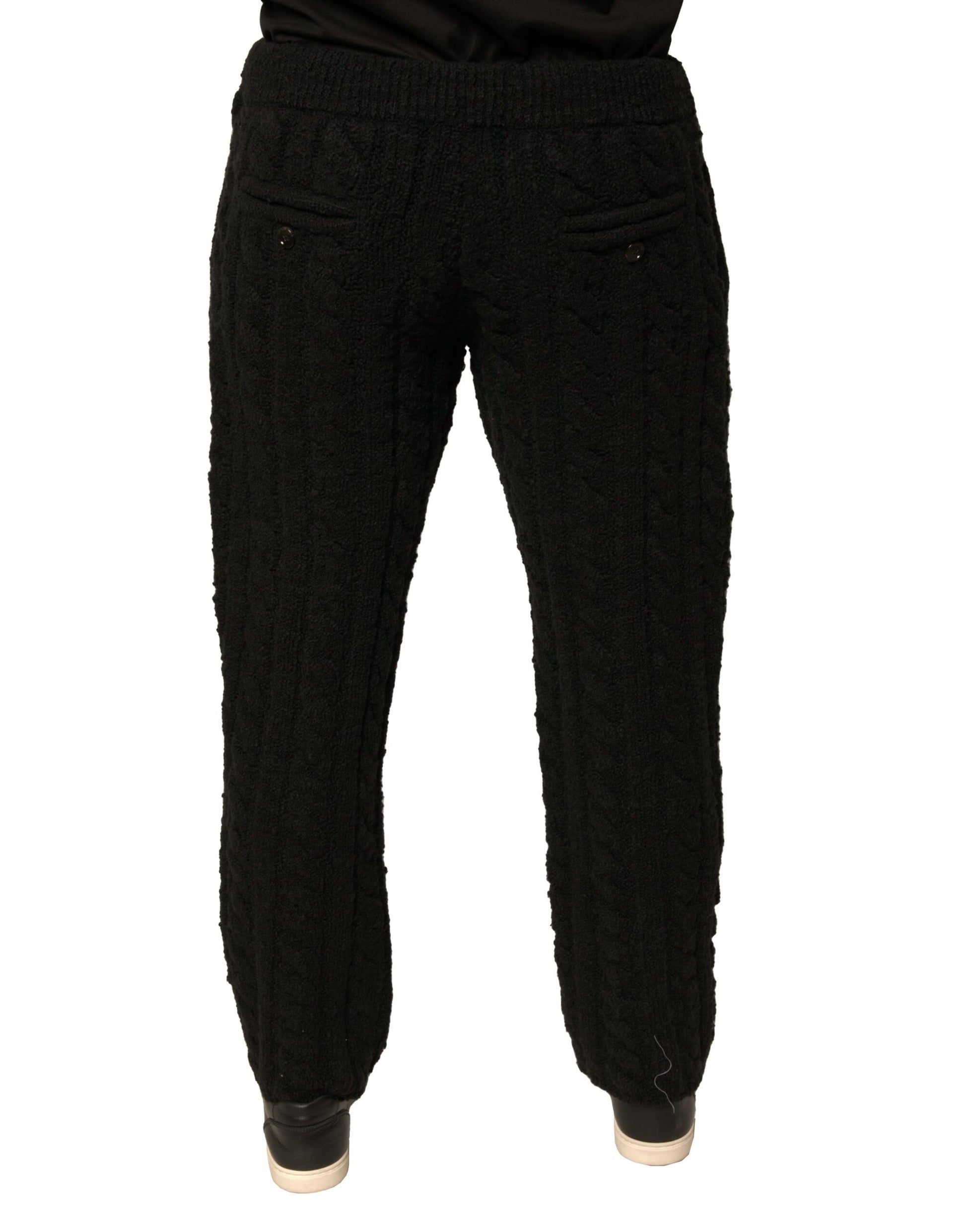 Black Wool Knitted Skinny Pants