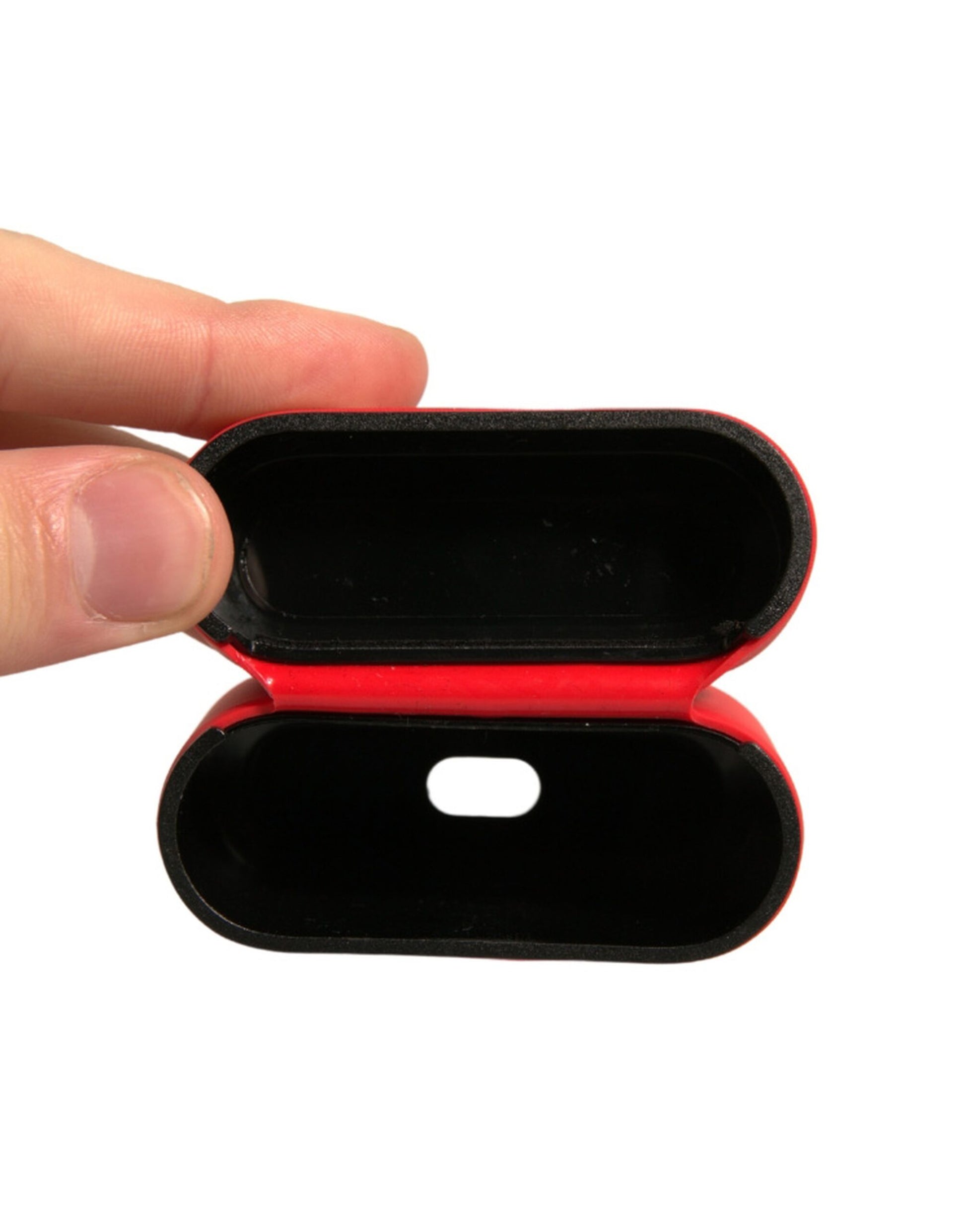 Red PVC Embossed Logo Plaque Holder Airpods Case