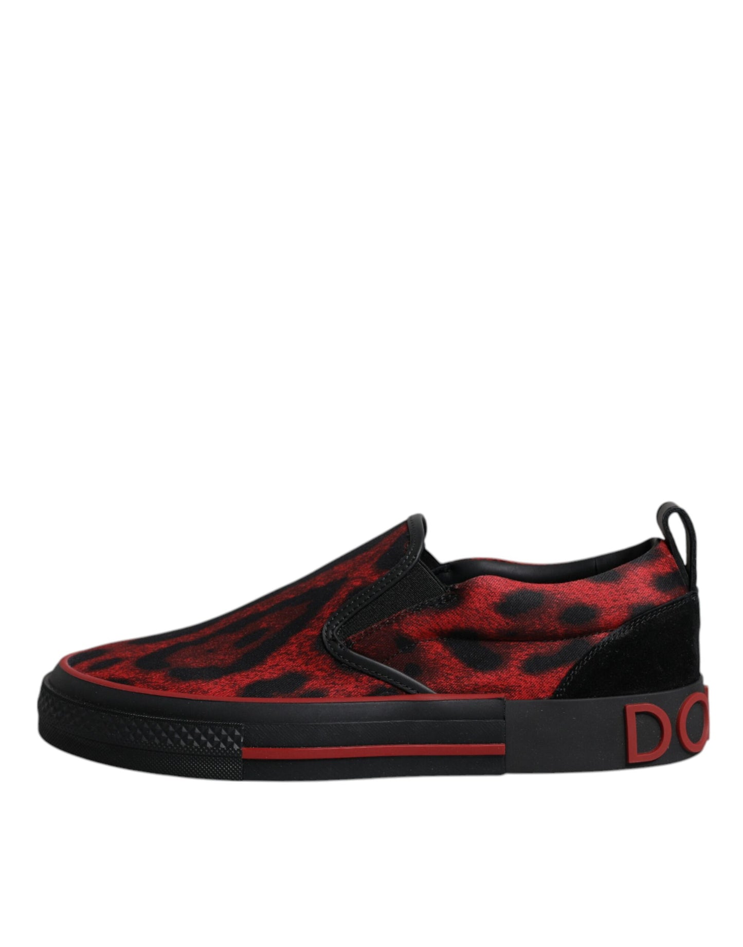 Red Black Leopard Cotton Men Low Top Sneakers Shoes