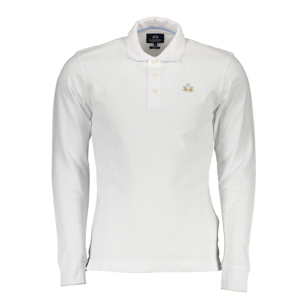 White Cotton Men Polo Shirt