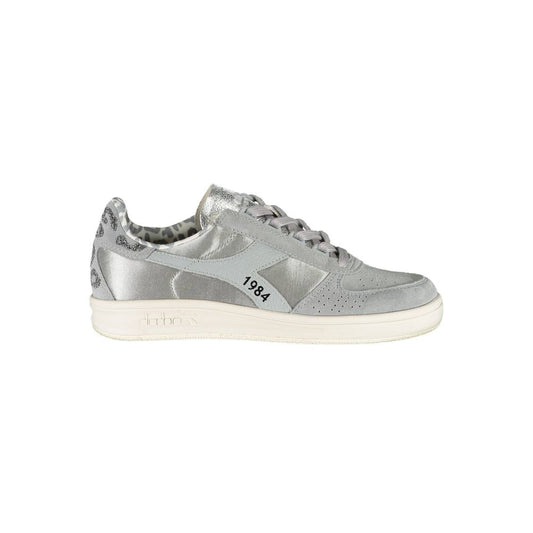 Graue Leder Damen Sneaker