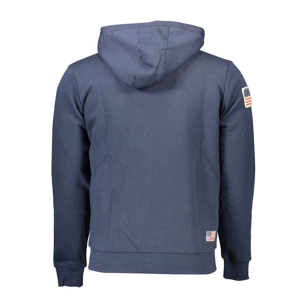 Blue Cotton Mens Hooded Sweater