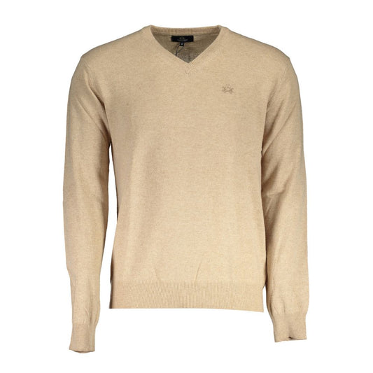 Beige Wool Men Sweater