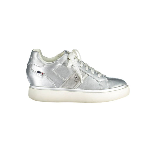 Silberne Damen-Sneaker aus Polyester