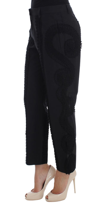 Elegant Black Torero Capri Pants