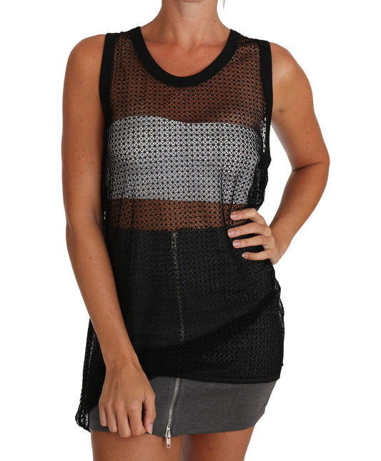 Elegantes ärmelloses schwarzes Mesh-Top