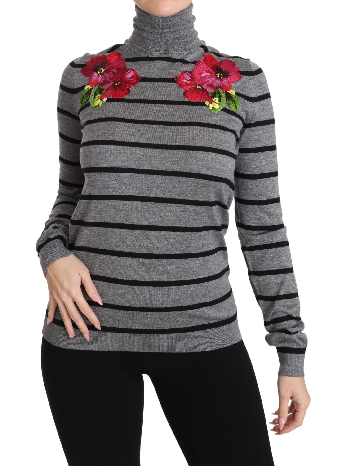 Eleganter bestickter Pullover aus Kaschmir-Seide