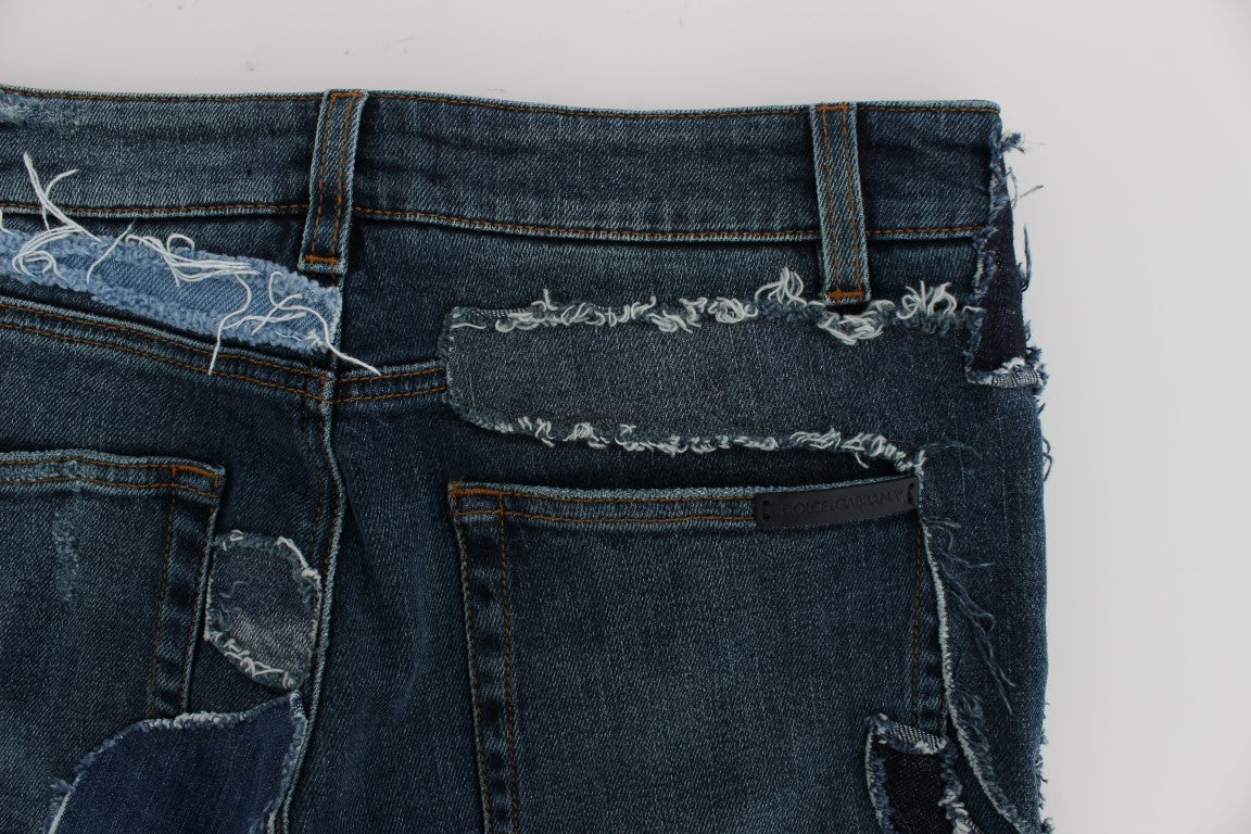 Schicke blaue Patchwork-Jeansshorts