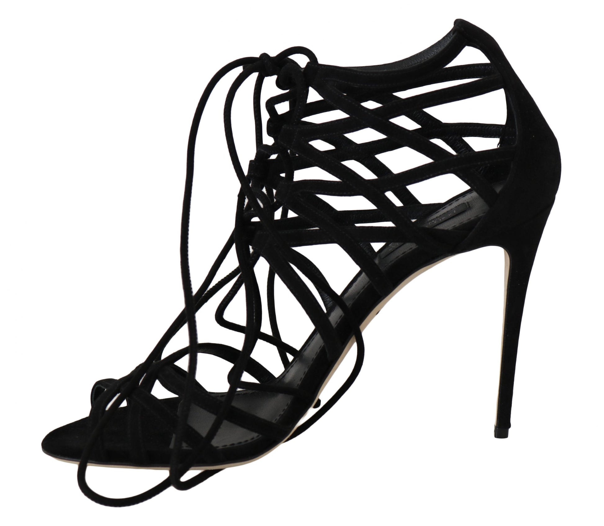 Elegante schwarze Gladiator-Stilettos aus Wildleder