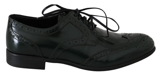 Elegante grüne Brogues Oxford Wingtip Flats