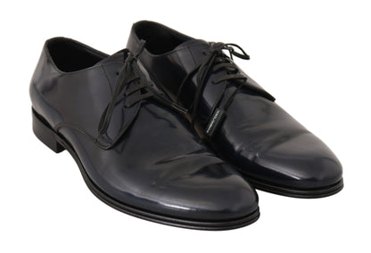 Elegante dunkelblaue Derby-Abendschuhe aus Leder