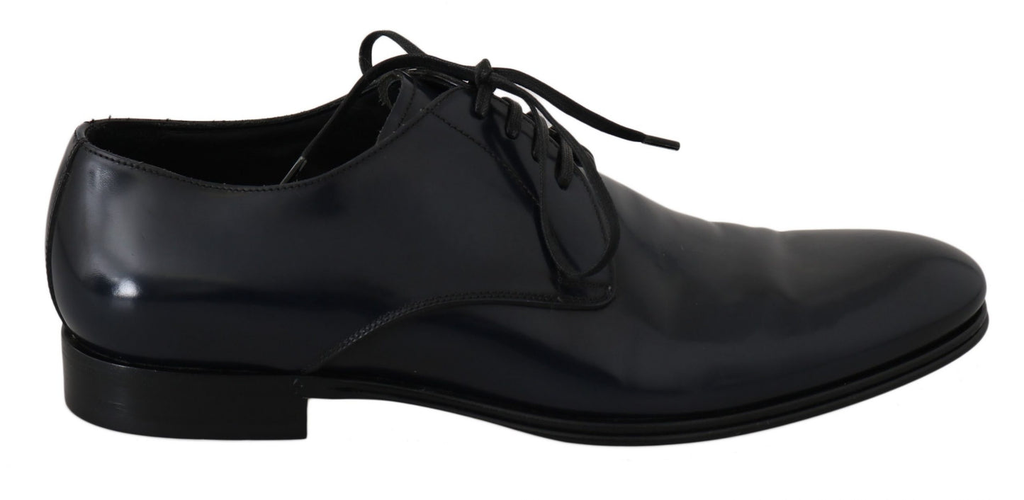 Elegante dunkelblaue Derby-Abendschuhe aus Leder