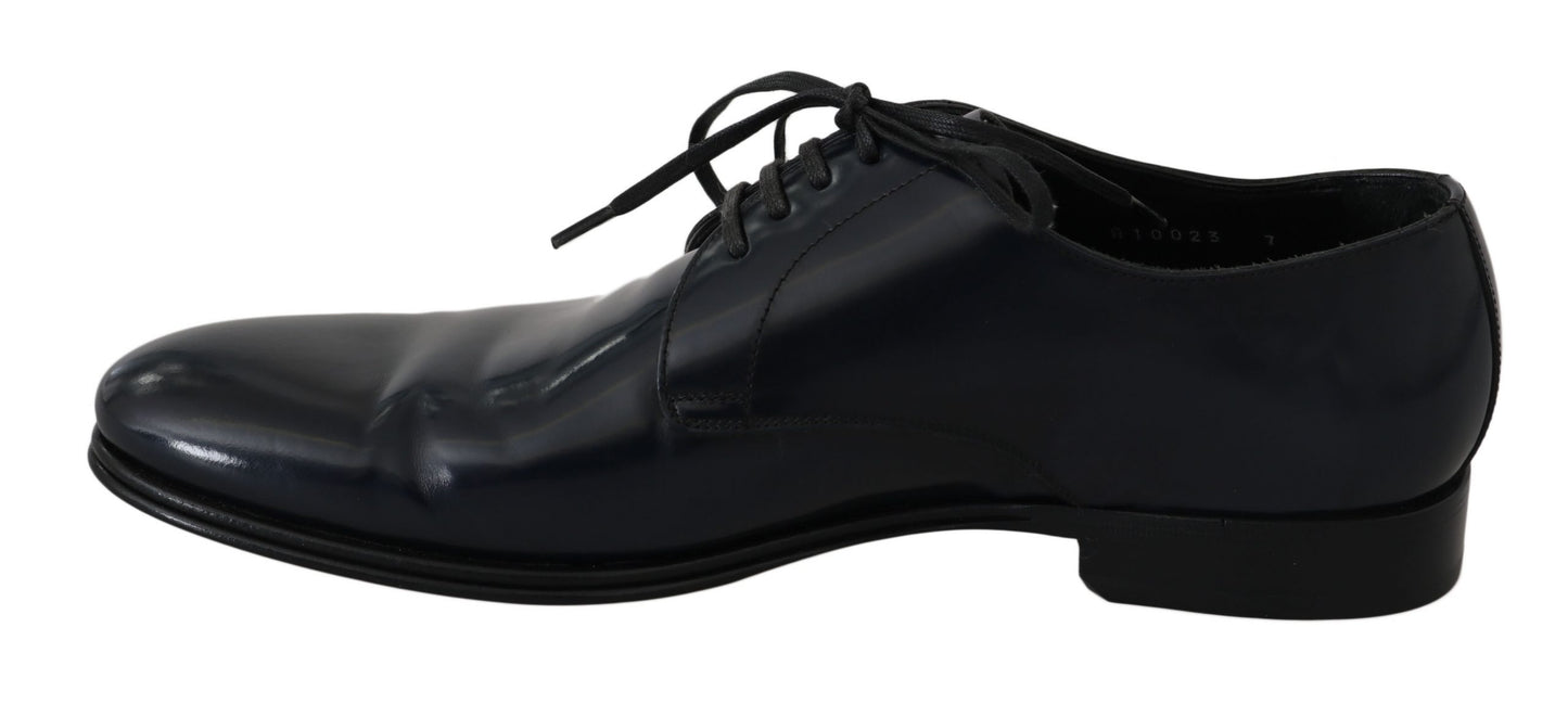 Elegante dunkelblaue Derby-Abendschuhe aus Leder