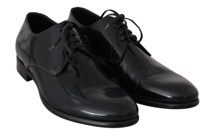 Elegante dunkelblaue Derby-Schuhe aus Leder