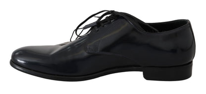 Elegante dunkelblaue Derby-Schuhe aus Leder