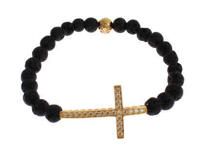 Elegantes Armband aus Gold und schwarzem Lavastein