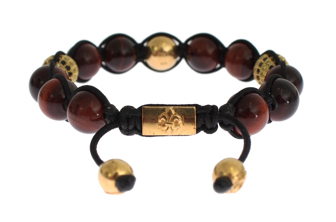 Radiant Red Tiger Eye & CZ Gold Bracelet