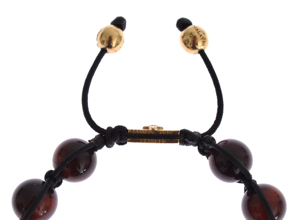 Radiant Red Tiger Eye & CZ Gold Bracelet