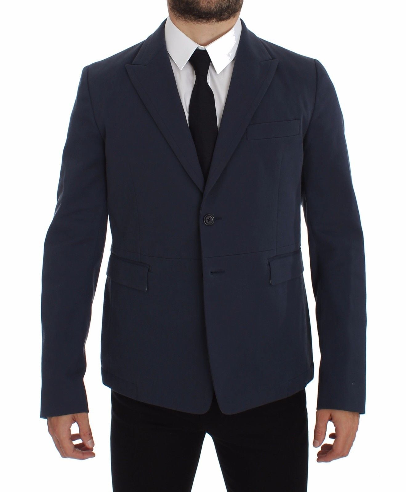 Elegante blaue Blazerjacke aus Baumwollstretch