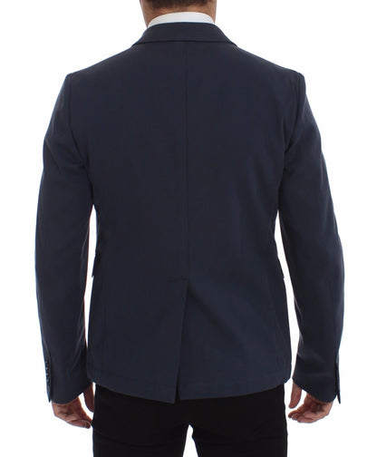 Elegante blaue Blazerjacke aus Baumwollstretch